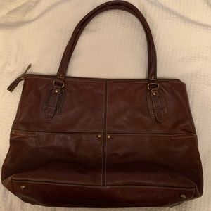 Large Fossil Leather Bucket  Bag